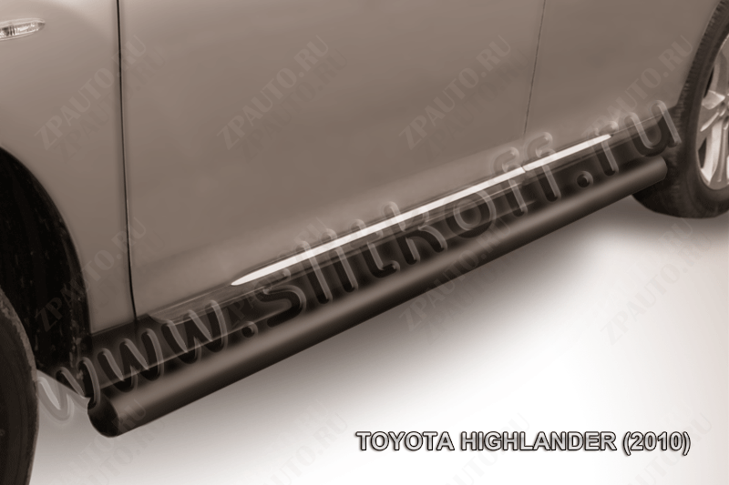 Защита порогов d76 труба черная Toyota Highlander (2010-2013) , Slitkoff, арт. THI009B