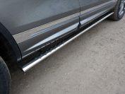 Пороги овальные с проступью 75х42 мм для Volkswagen Touareg 2014 R-Line, ТСС VWTOUARRL14-05, TCC Тюнинг