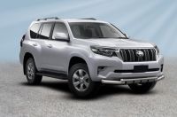 Защита переднего бампера d76+d57 двойная с профильной ЗК Toyota Land Cruiser Prado J150 (2017-2020) Black Edition, Slitkoff, арт. TOP17-001BE