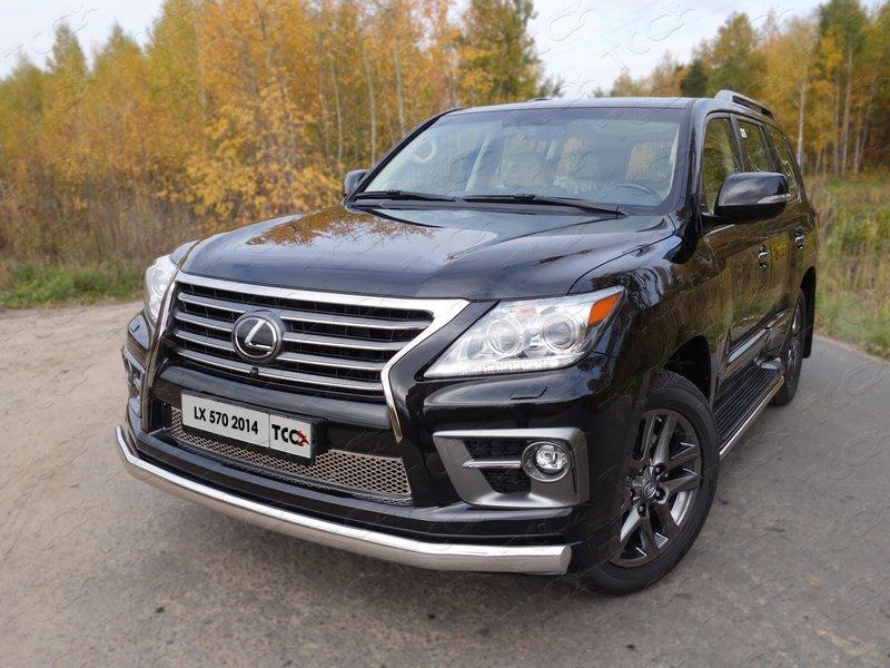 Защита передняя нижняя (овальная длинная) 75х42 мм для автомобиля Lexus LX 570 Sport 2014-2015, TCC Тюнинг LEXLX570SP14-03