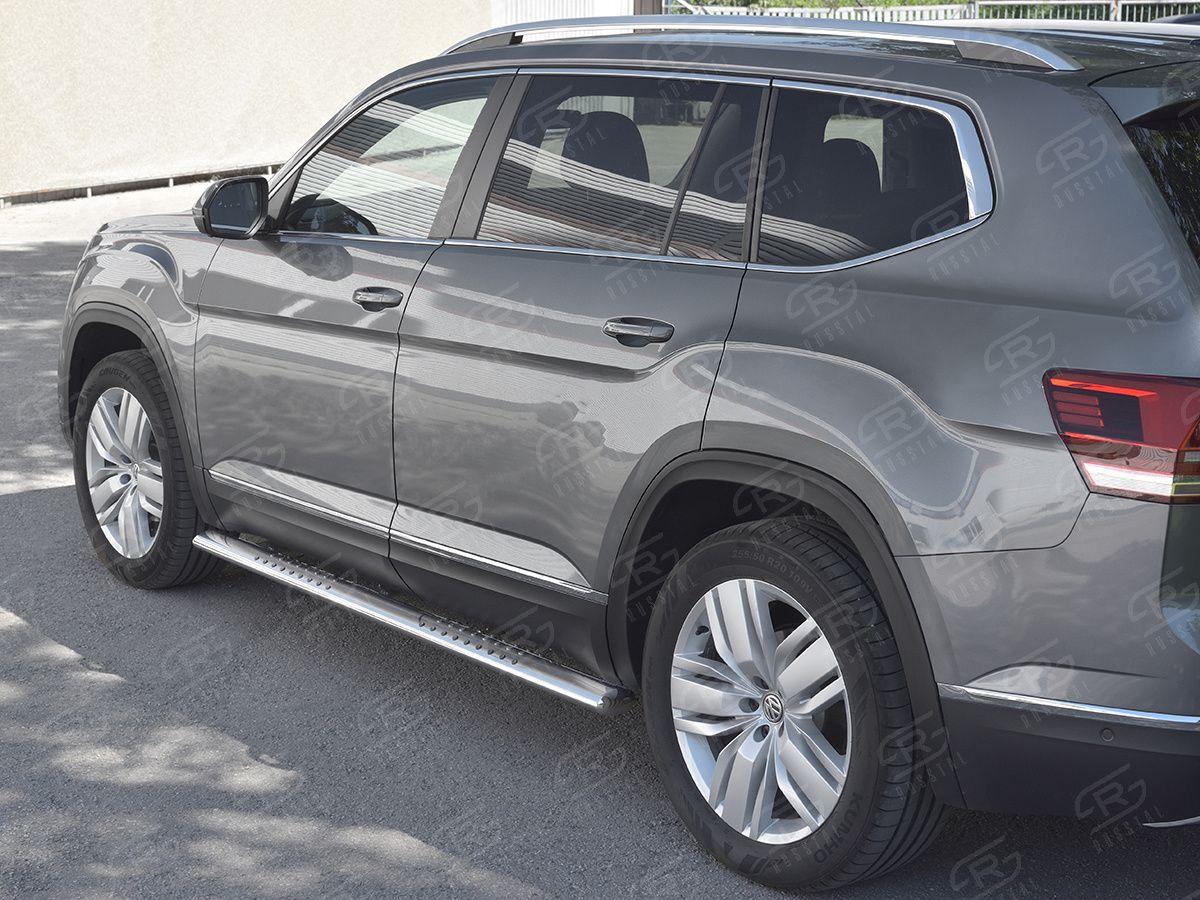 Пороги труба 120х60 овальные с проступью на Volkswagen Teramont 2017, Slitkoff VTMO-002991