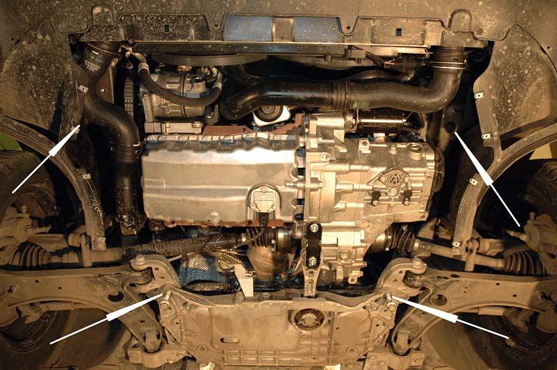 Защита картера и КПП для VOLKSWAGEN Jetta  2005 - 2010, V-1,4; 1,6, Sheriff, сталь 2,0 мм, арт. 26.1536