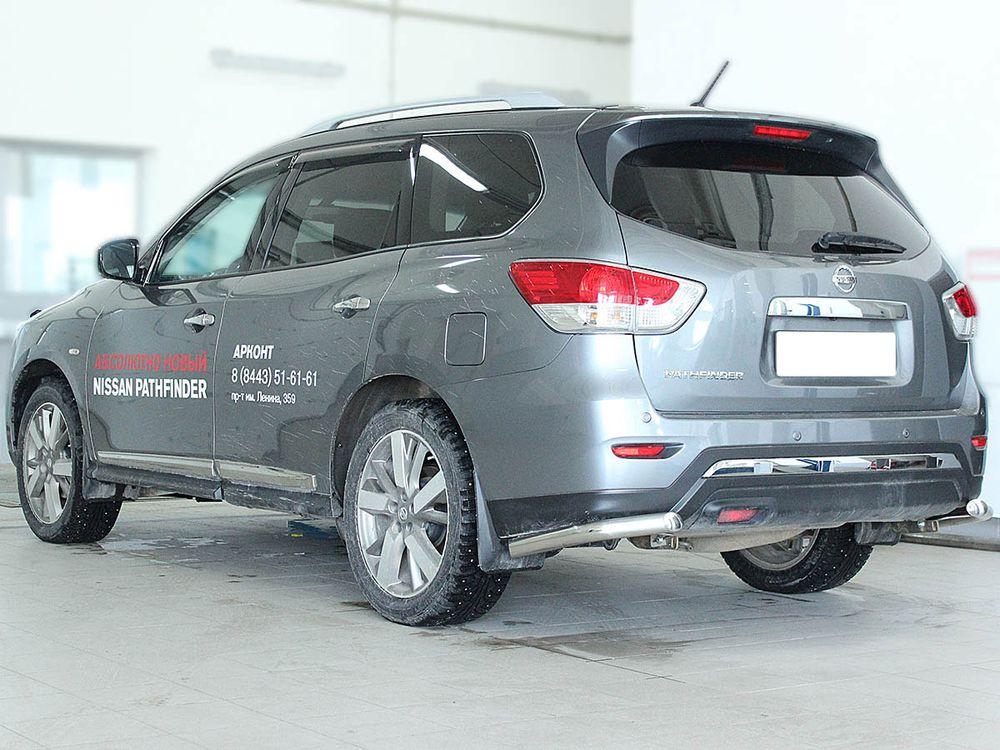 Защита заднего бампера "уголки" d-60 одинарные для Nissan Pathfinder 2014, Технотек NP14_3