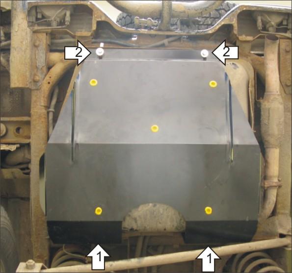 Защита стальная Мотодор (Топливный бак), 2 мм, Сталь для Hyundai Galloper 1998-2003 арт. 00907