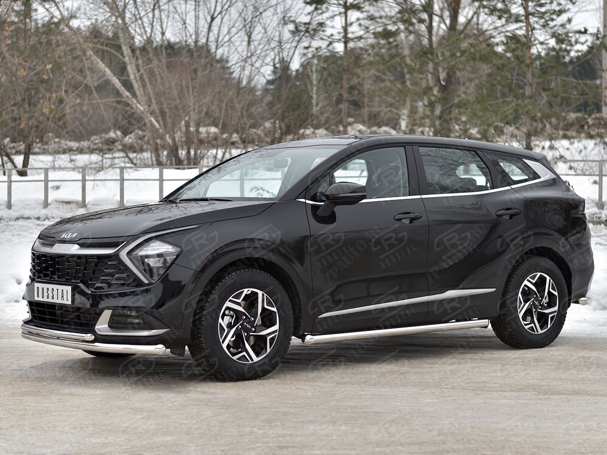 KIA SPORTAGE 2021- Защита переднего бампера d57 секции-d42 дуга (NOT STYLE AND X-LINE) KSZ-004028