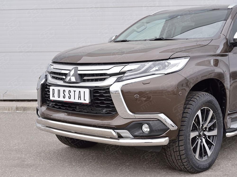 Защита переднего бампера d57/75х42 для Mitsubishi Pajero Sport 2016, Slitkoff MPJSZ-002485