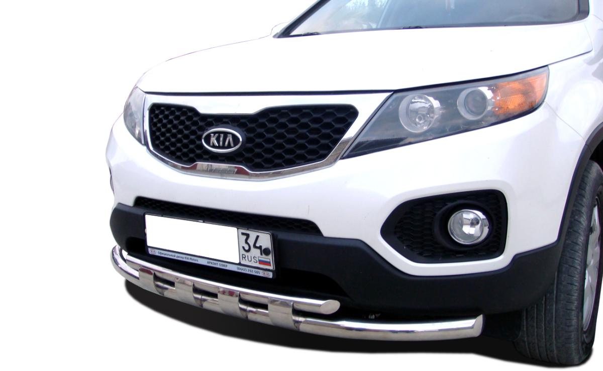 Защита переднего бампера двойная с перемычками для автомобиля KIA Sorento 2009-2012. KSR.09.75, Россия