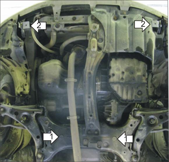 Защита стальная Мотодор (Двигатель, Коробка переключения передач), 2 мм, Сталь для Toyota Ipsum 1996-2001 арт. 02515