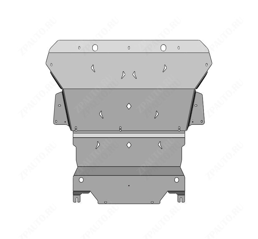 43.04ABC ЗАЩИТА КАРТЕРА ДВС И КПП V-ВСЕ GEELY MONJARO (2022-) ИЗ 2-Х ЧАСТЕЙ (АЛЮМИНИЙ 4 ММ)