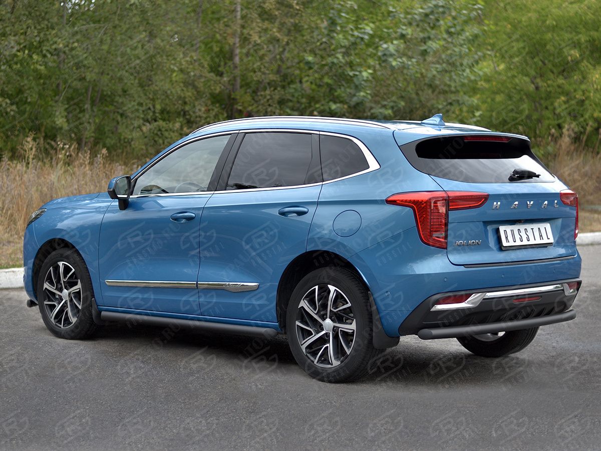 HAVAL JOLION 1.5 2WD 2021- Защита заднего бампера d57 секции black HJOLZ-003994CH