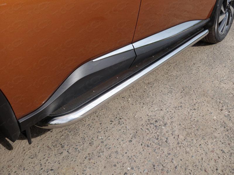 Пороги с площадкой (нерж. лист) 60,3 мм для автомобиля Nissan Murano 2016-, TCC Тюнинг NISMUR16-16