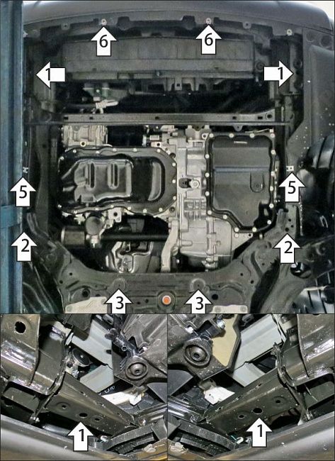 Защита стальная Мотодор (Двигатель, Коробка переключения передач), 2 мм,  для Mazda CX-50  2022- арт. 71102