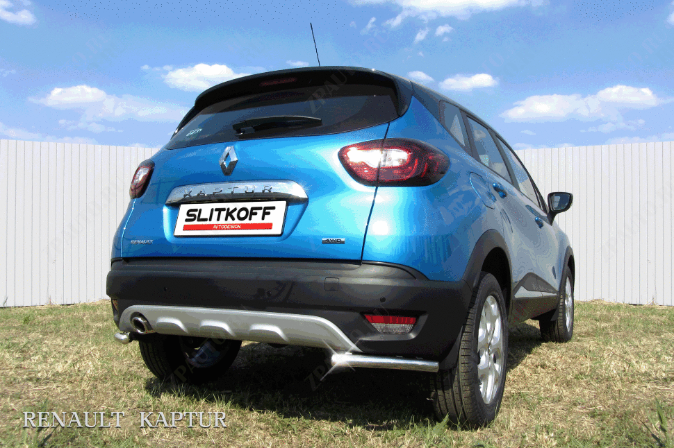 Уголки d42 Renault Kaptur 2WD (2012-2019) Black Edition, Slitkoff, арт. RK2WD009BE