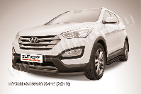 Защита переднего бампера d57+d42 двойная черная Hyundai Santa Fe (2012) , Slitkoff, арт. HSFT12-002B