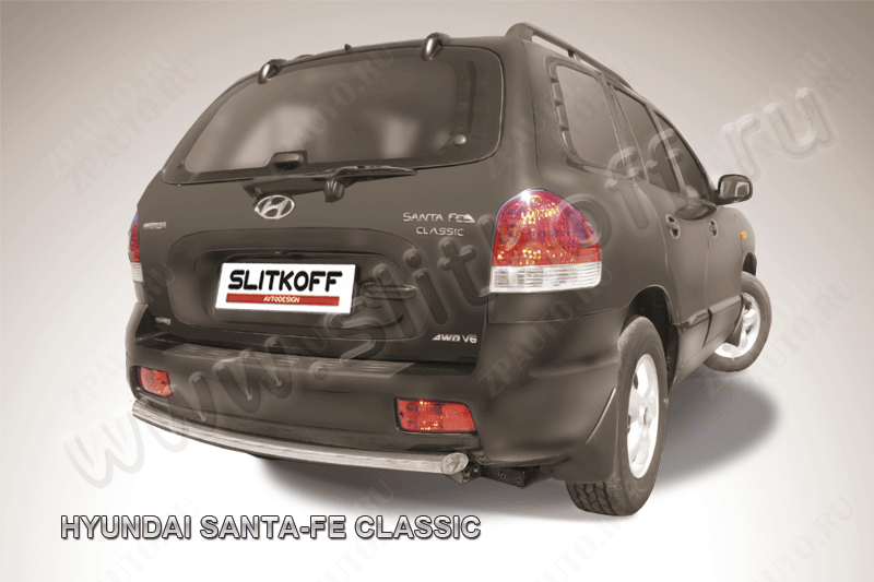 Защита заднего бампера d57 Hyundai Santa-Fe Classic (2000-2012) Black Edition, Slitkoff, арт. HSFT016BE