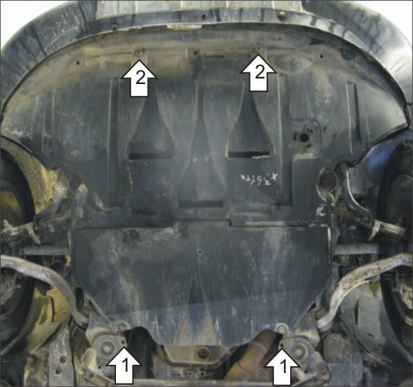 Защита стальная Мотодор (Двигатель, Коробка переключения передач), 3 мм, Сталь для Audi Allroad 2000-2005 арт. 10103