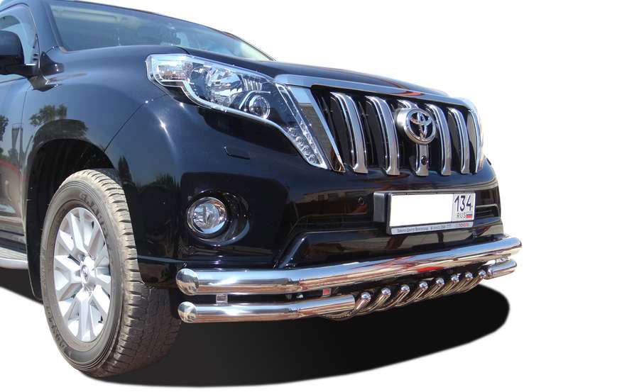 Защита переднего бампера тройная с защитой акула d76/60/42 для Toyota Land Cruiser Prado 150 2014, TLCP150.14.06, Россия