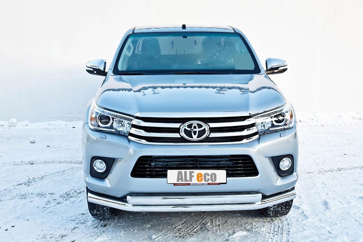 Защита передняя двойная (КРУГ+ОВАЛ) D 76,1/75х42 для Toyota Hilux(Тойота Хайлюкс), ALFeco арт. TOYHIL-15.02