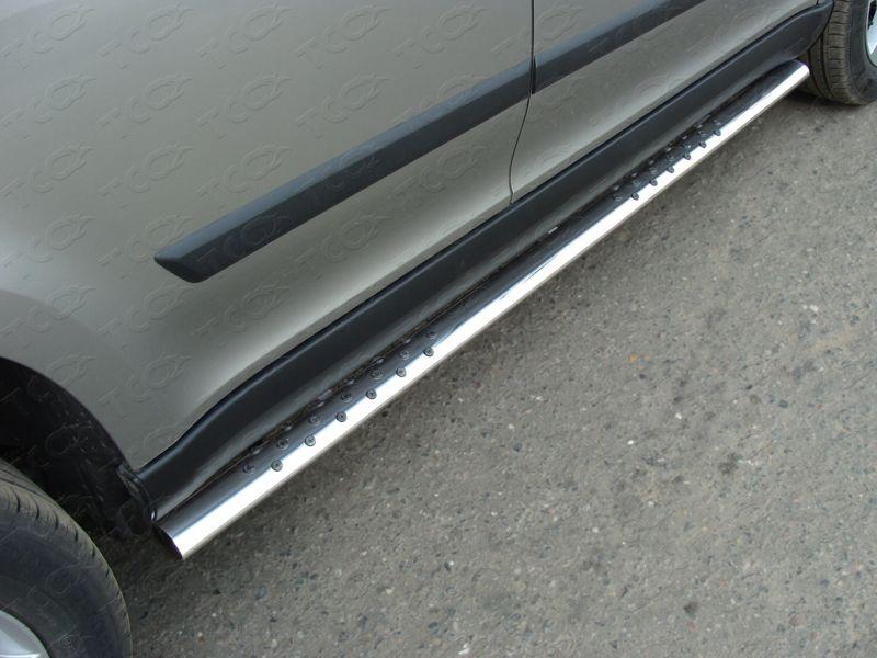 Пороги овальные с проступью 75х42 мм для автомобиля Skoda Yeti 2014-, TCC Тюнинг SKOYET14-04