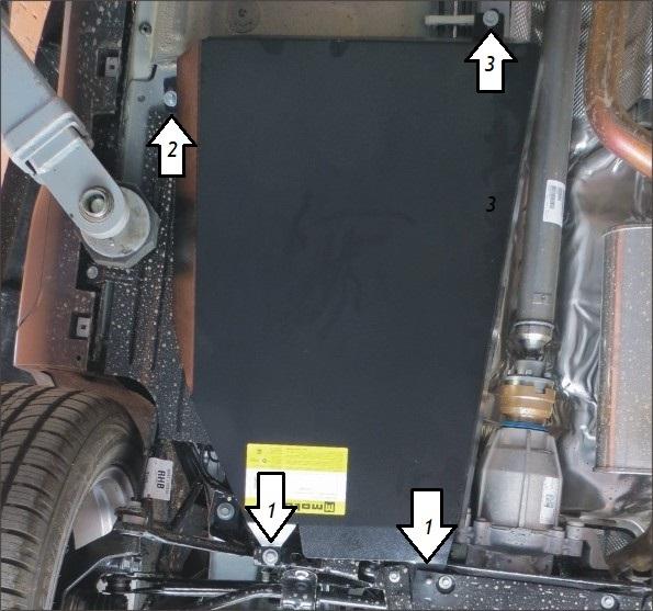 Защита стальная Мотодор (Топливный бак), 2 мм, Сталь для Ford Kuga 2013-2019 арт. 00756