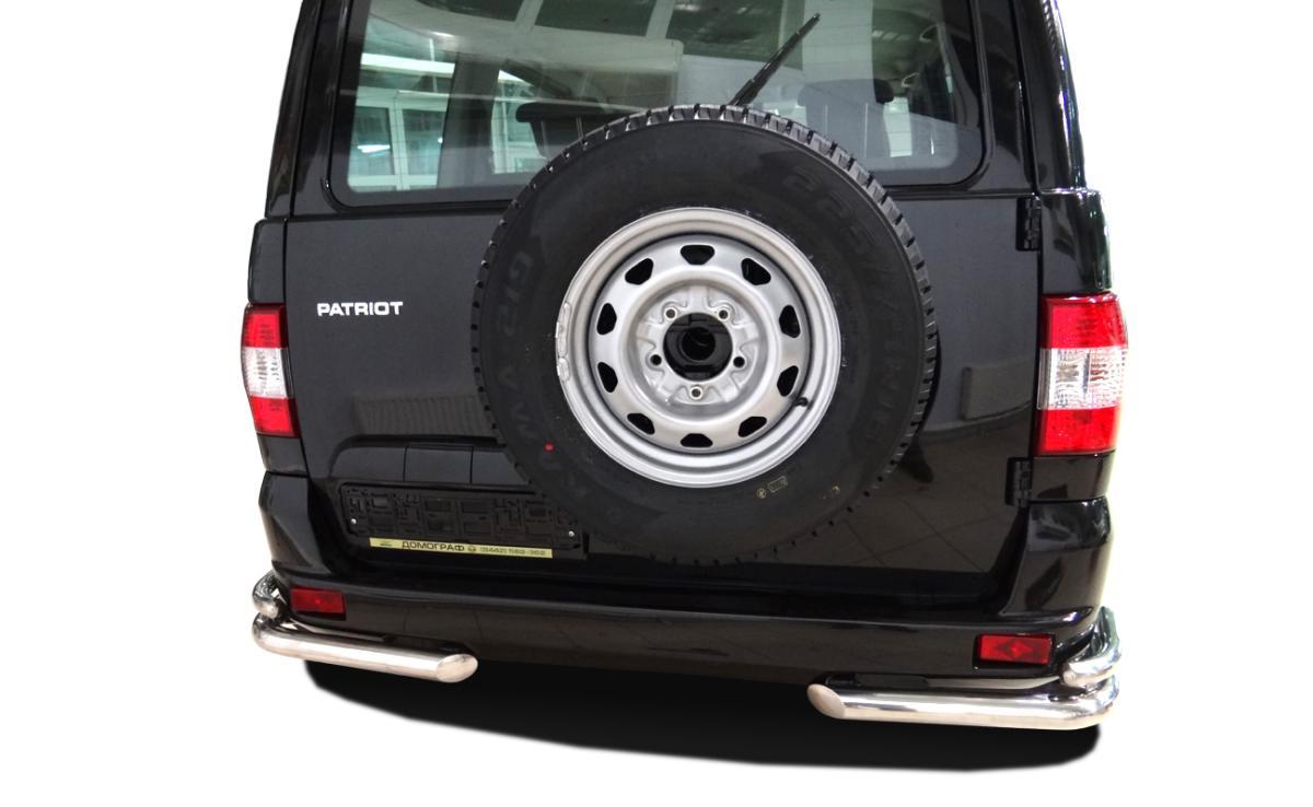 Защита заднего бампера угловая двойная d60/42 для UAZ Patriot 2014 (УАЗ Патриот 2014), UAP.14.20, Россия