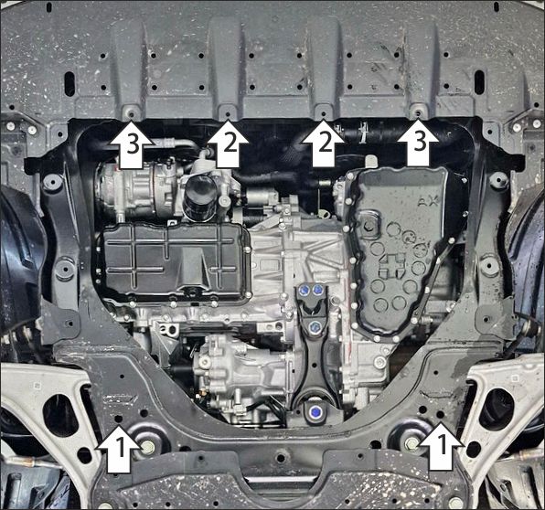 Защита стальная Мотодор (Двигатель, Коробка переключения передач), 2 мм,  Mitsubishi Outlander IV  2022-2024 арт. 71305