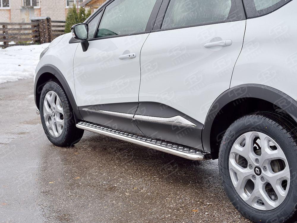 Пороги труба d42 с листом вариант 1 Renault Kaptur 2016, Slitkoff RKPL-0024681