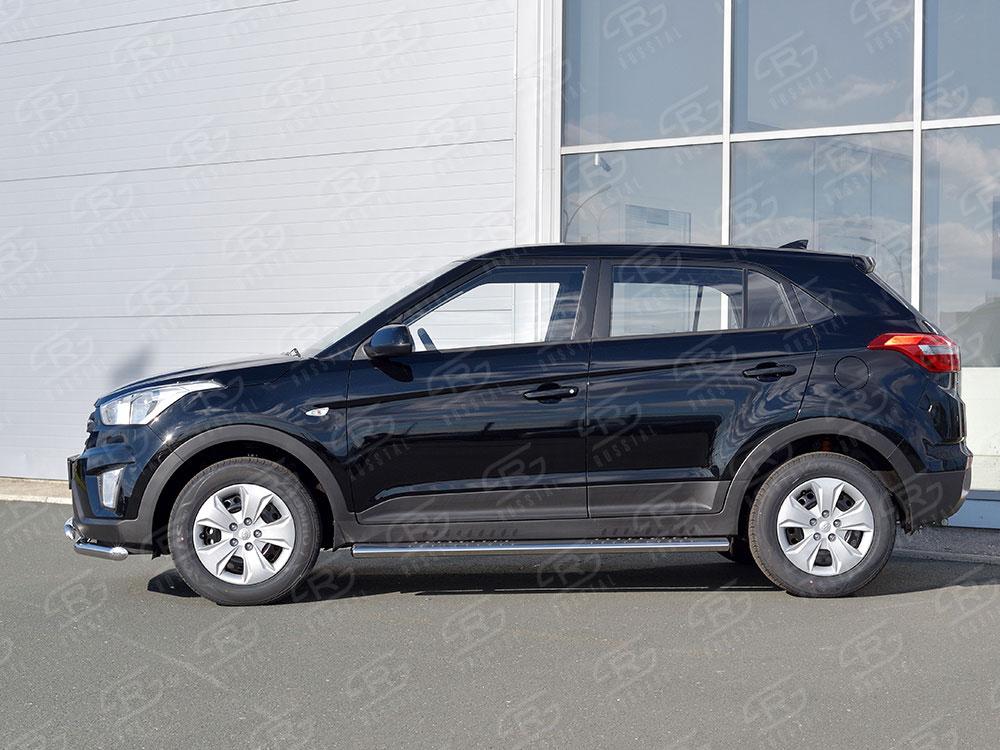 Пороги труба 120х60 овал с проступью для Hyundai Creta 2016, Slitkoff HCRO-002423