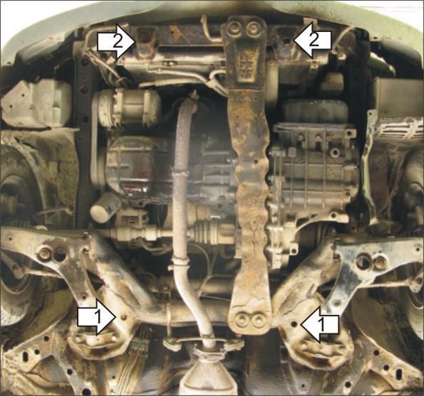Защита стальная Мотодор (Двигатель, Коробка переключения передач), 2 мм, Сталь для Mitsubishi Lancer VII 1995-1999 арт. 01301