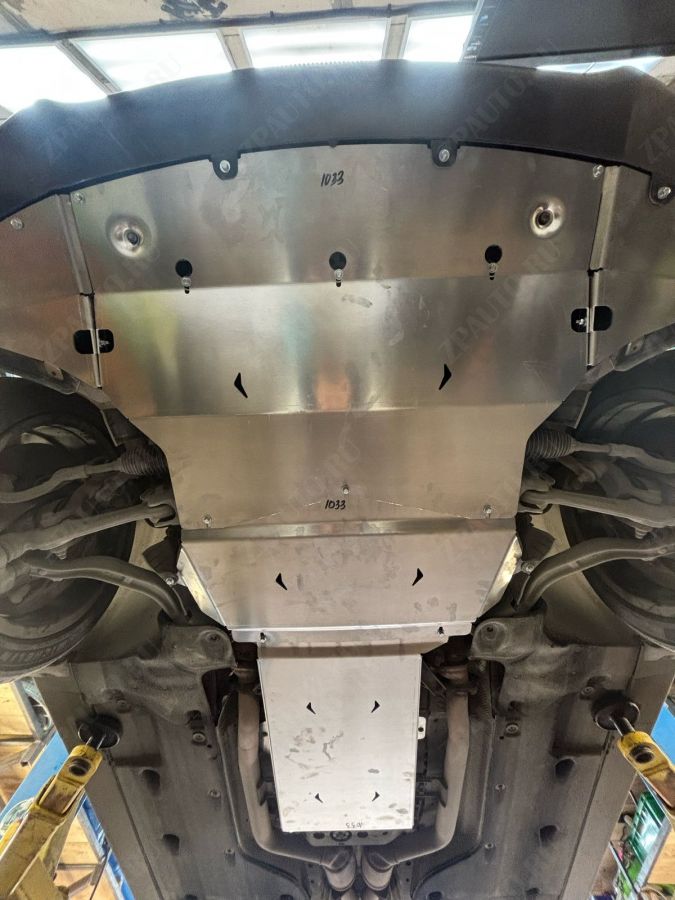 10.33ABC Защита картера двигателя и КПП GENESIS G90, V-5,0 (2018-2022) из 3-х частей (Алюминий 4мм)