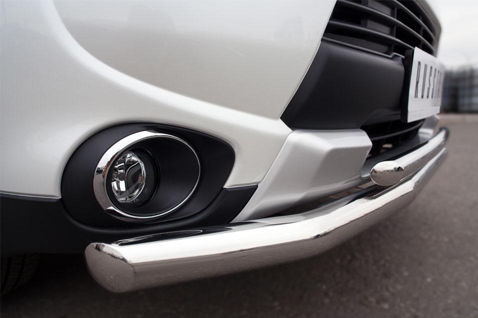 Защита переднего бампера d57/d42 для Mitsubishi Outlander 2014, Русталь MORZ-001891, Slitkoff