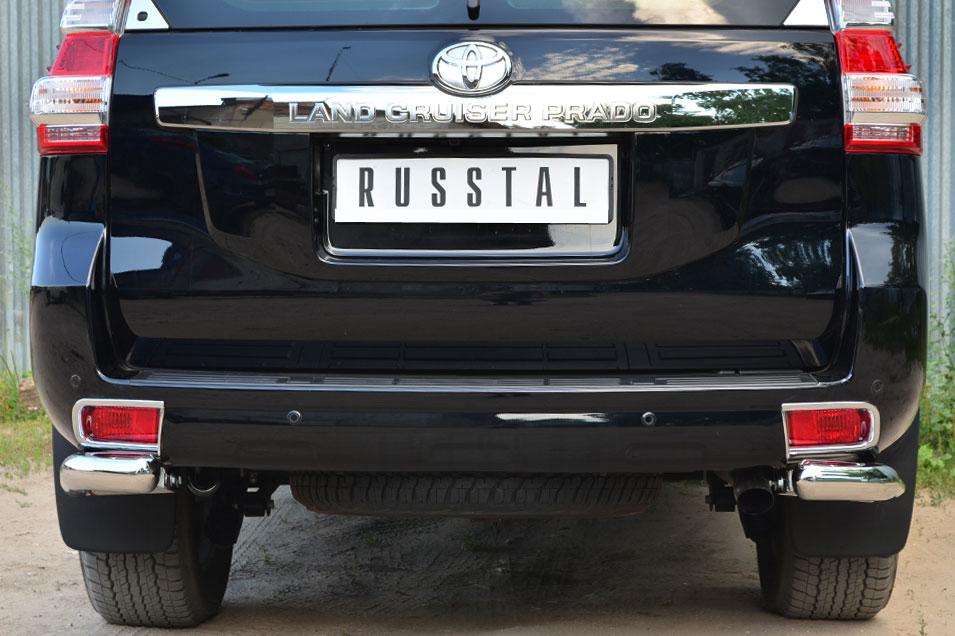 Защита заднего бампера уголки d76 для Toyota LC Prado 150 2014, Slitkoff LCPZ-001720