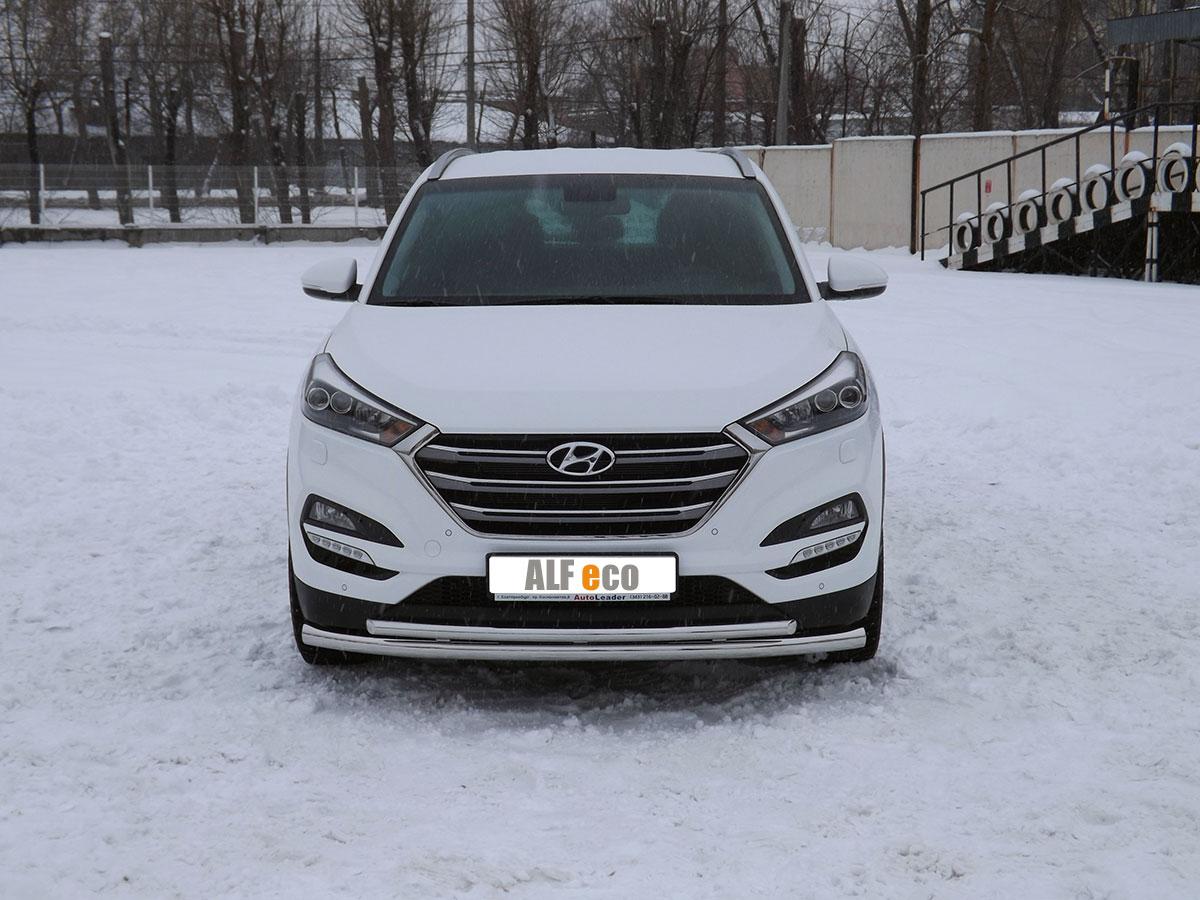 Защита передняя двойная D 60,3/42,4 для Hyundai Tucson(Хендай Туссан), ALFeco арт. HYTUCS-15.04