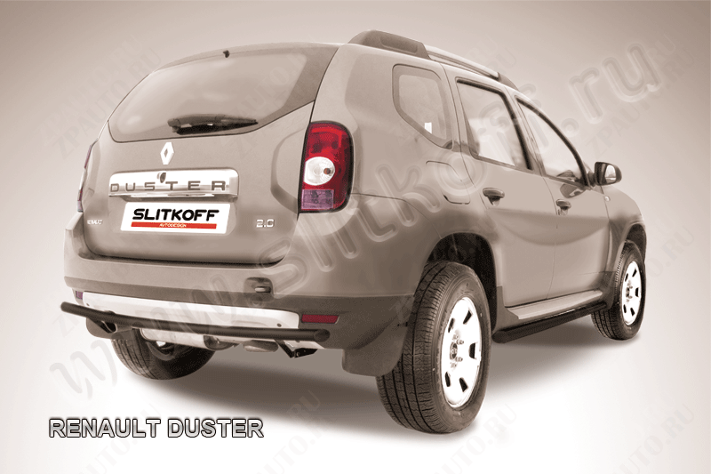 Защита заднего бампера d42 черная Renault Duster (2010-2015) , Slitkoff, арт. RD010B
