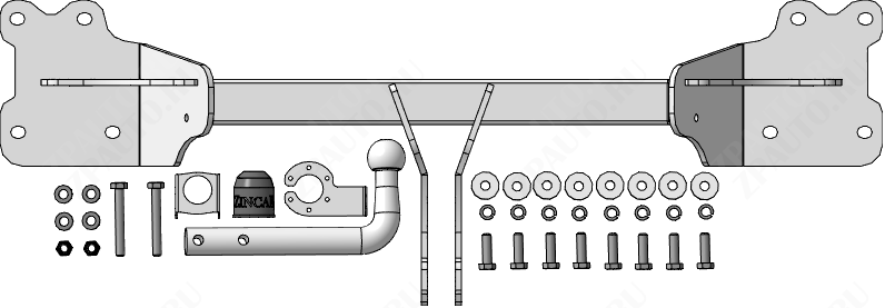 Фаркоп Audi Q7 2015-, тип шара A (оцинкованный), ZincaR, арт.ZA101A