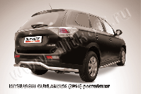 Защита заднего бампера d57 волна длинная Mitsubishi Outlander (2014-2015) Black Edition, Slitkoff, арт. MOUT14-009BE