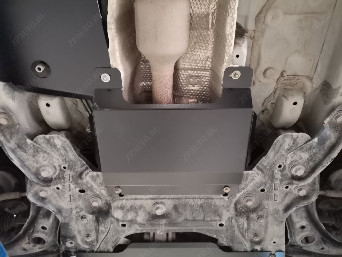 Защита  топливопровода и датчика кислорода (2 части) Toyota Yaris 2019-2023 V-1,5 CVT AWD , ALFeco, сталь 2мм, арт. ALF24137st