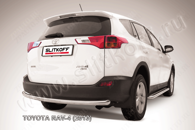 Защита заднего бампера d57 радиусная Toyota Rav-4 (2012-2015) Black Edition, Slitkoff, арт. TR413-012BE