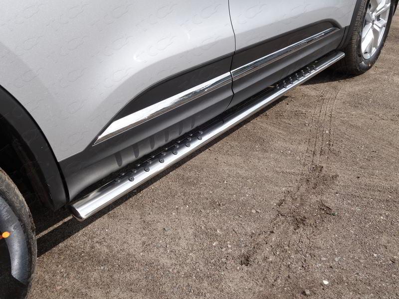 Пороги овальные с проступью 75х42 мм для автомобиля Renault Koleos 2017-, TCC Тюнинг RENKOL17-28