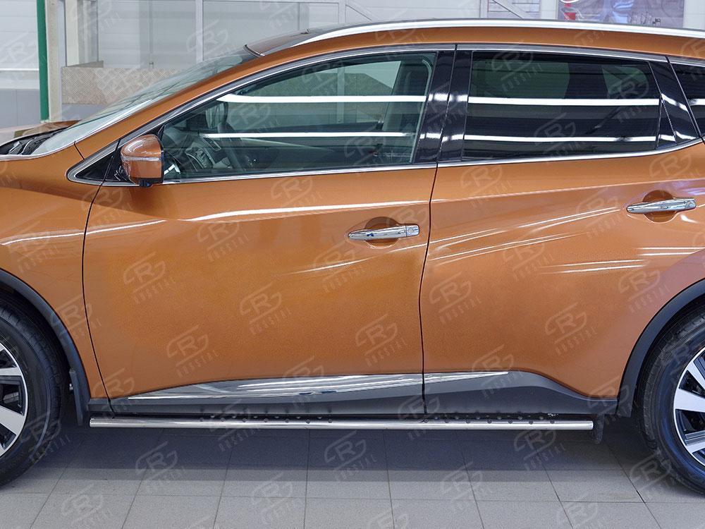 Пороги труба d75х42 овал с проступью для Nissan Murano 2016, Slitkoff NMUO-002408