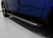 Пороги алюминиевые с пластиковой накладкой (карбон серые) 1720 мм для автомобиля Kia Soul 2019- TCC Тюнинг арт. KIASOUL19-14GR