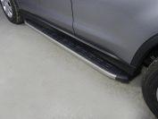 Пороги алюминиевые с пластиковой накладкой (карбон серые) 1720 мм для автомобиля Mitsubishi ASX 2017-, TCC Тюнинг MITSASX17-11GR