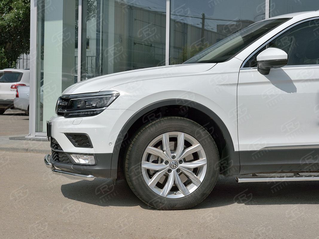 Защита переднего бампера d42/42 на Volkswagen Tiguan 2 2017, Slitkoff VGZ-002712