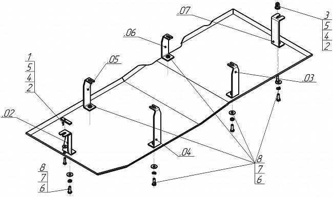 Защита алюминиевая Мотодор (Топливный бак), 5 мм, алюминий для Mercedes-benz Vito  2009-2014 арт. 31204