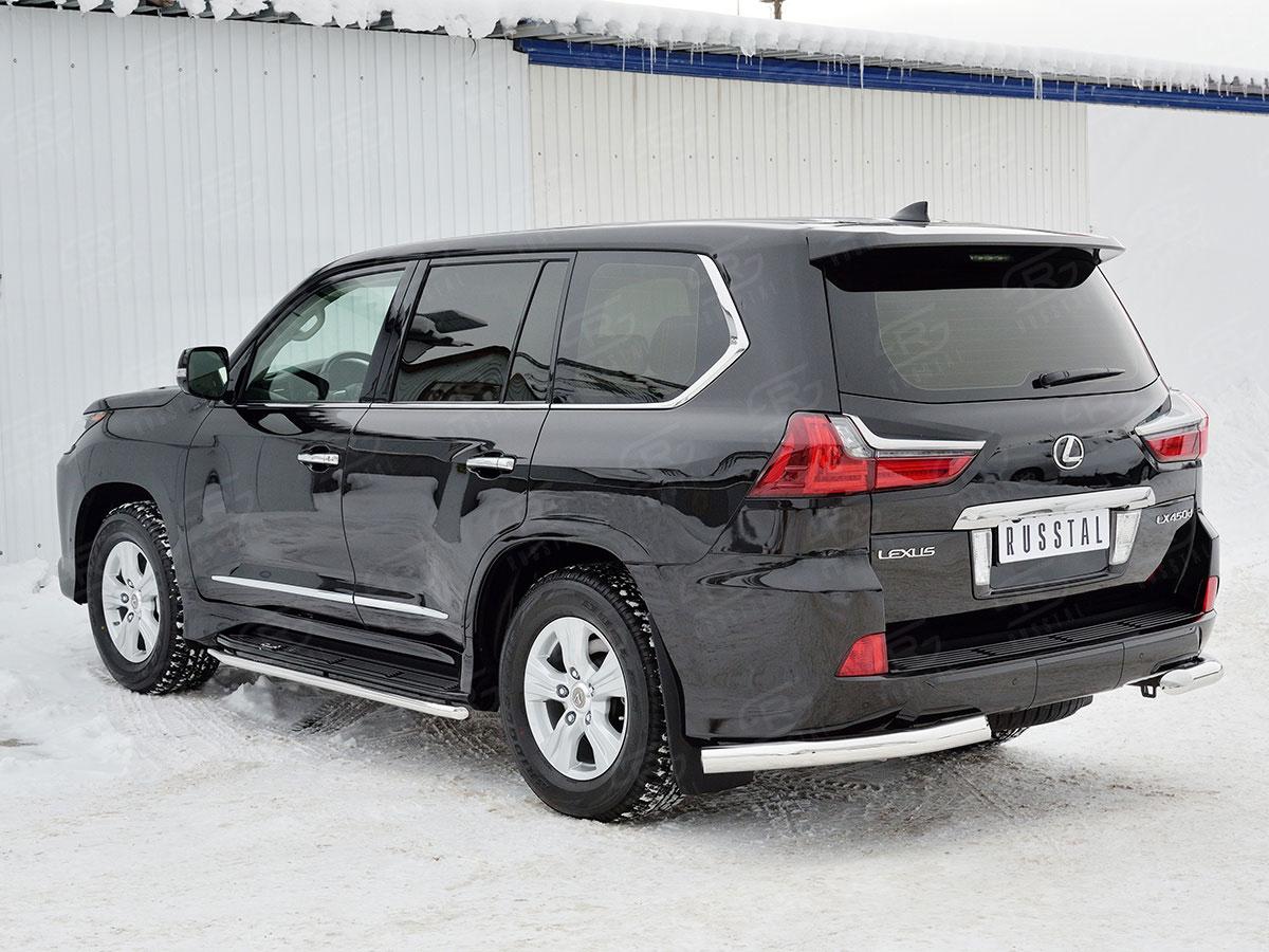 Защита заднего бампера уголки d76 Lexus LX570/LX450d 2015, Slitkoff LLX4Z-002524