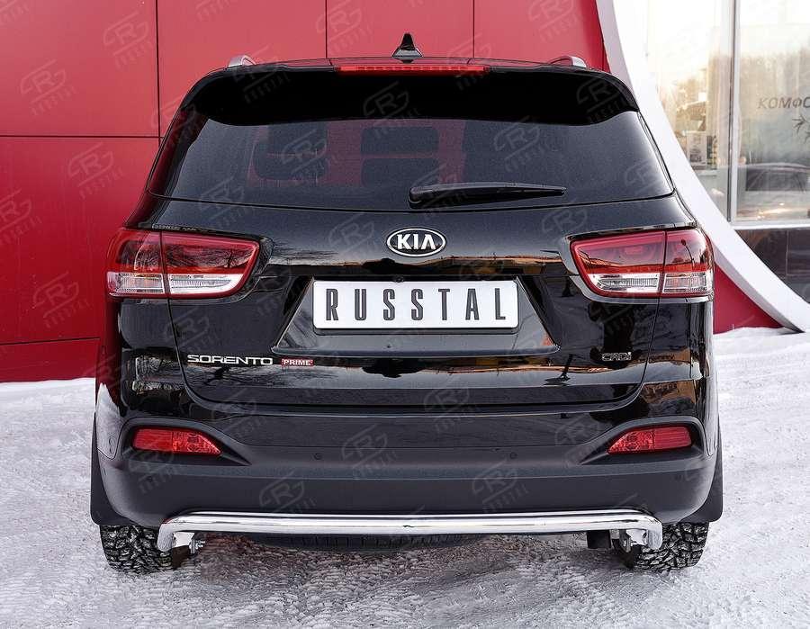 Защита заднего бампера d42 волна под машину KIA Sorento Prime CRDI 2015, Slitkoff KSPZ-002217