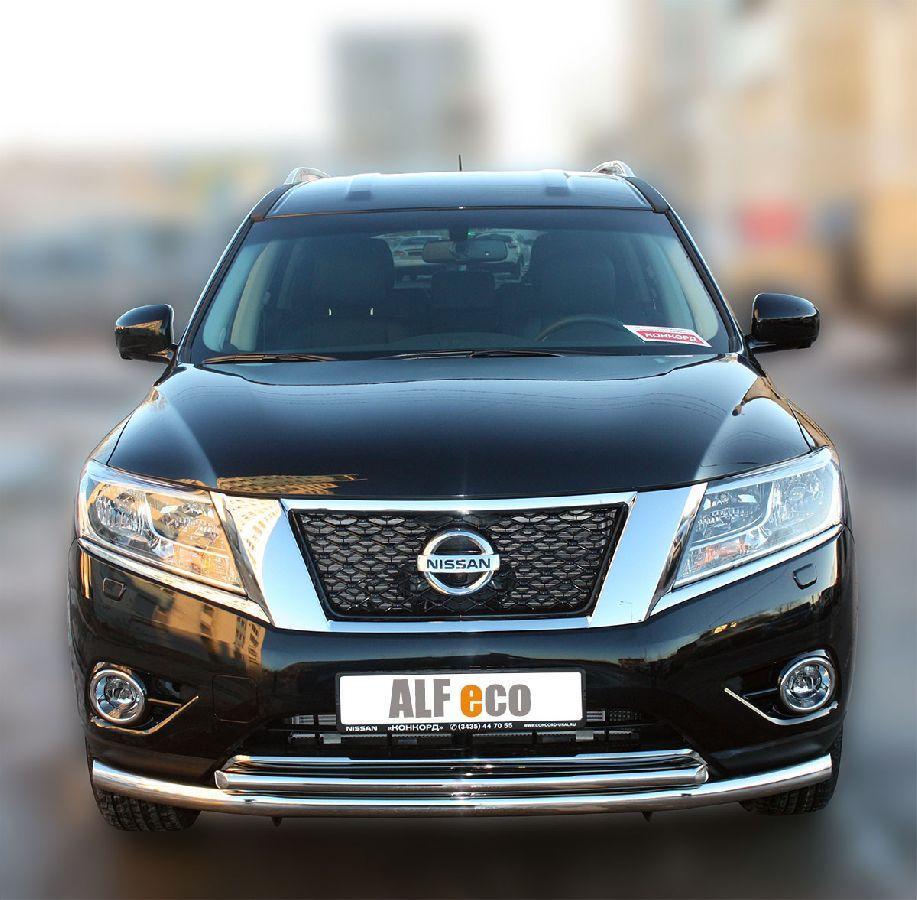 Защита передняя двойная D 60,3/42,4 для Nissan Pathfinder(Ниссан Патфайндер), ALFeco арт. NISPATF-14.04