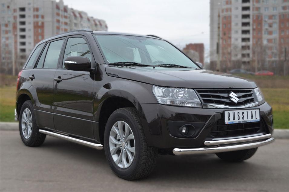 Пороги труба d57 вариант 1 для Suzuki Grand Vitara 5d 2012, Slitkoff SVT-0010941