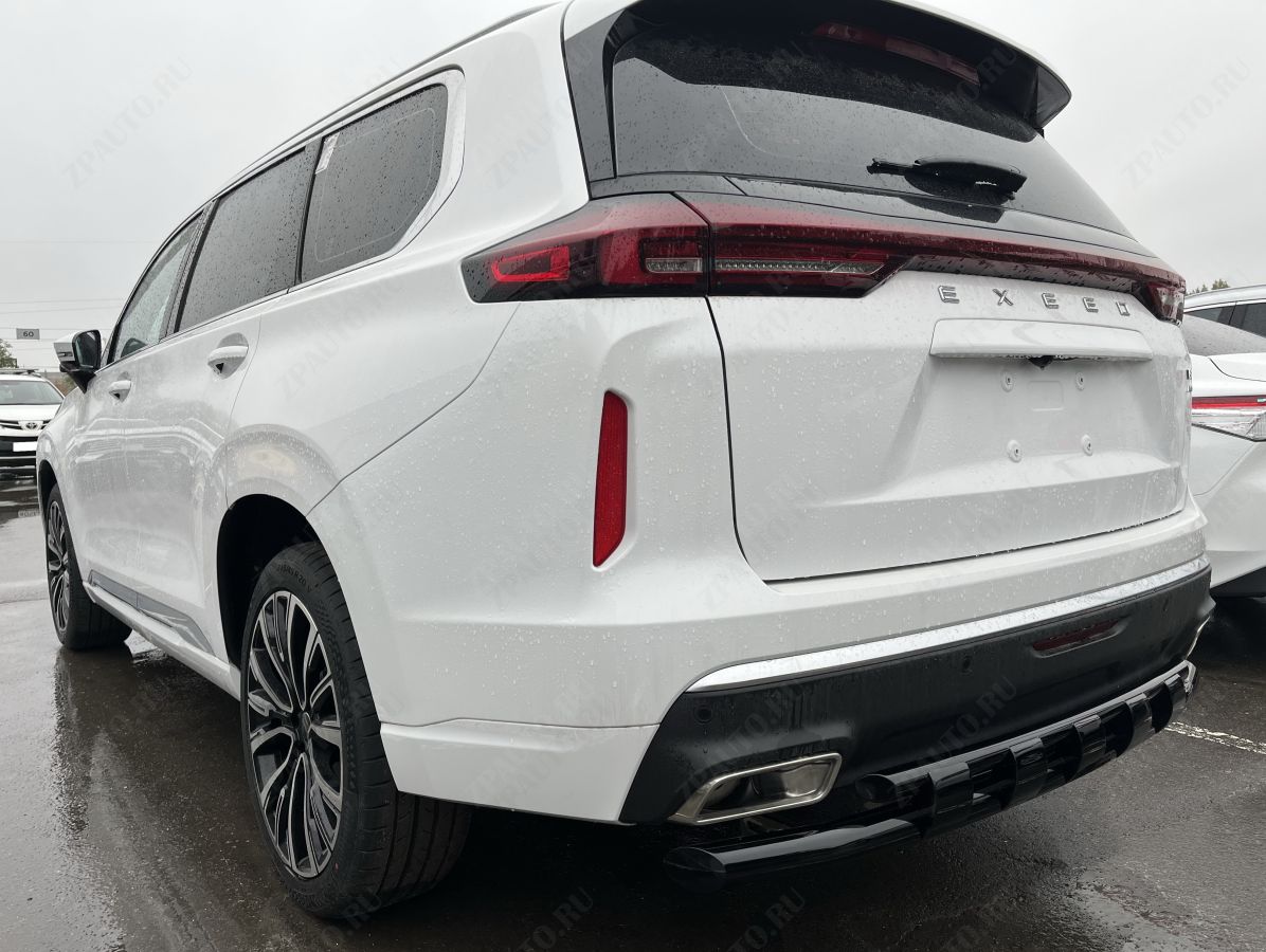 Защита заднего бампера двойная с перемычками с покрытием черный глянец для автомобиля CheryExeed VX 2022 арт. CHEVX.22.25-1