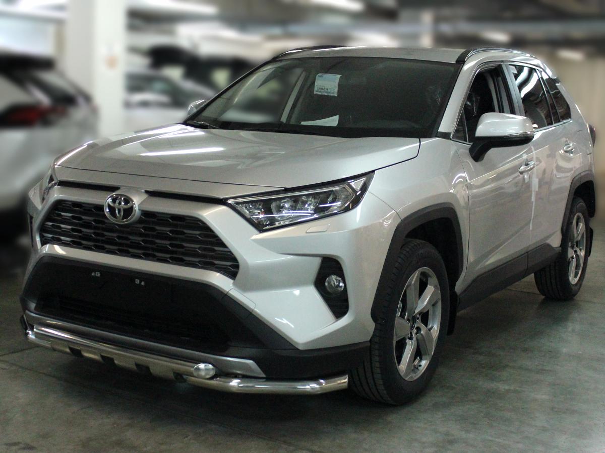 Защита переднего бампера d-60 с доп.накладками для автомобиля Toyota RAV4 2019 арт. TRN19_1.7, Технотек
